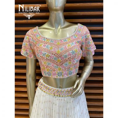 White Georgette Lehenga Set