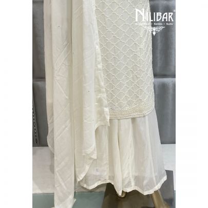 White Chinon Palazzo Suit