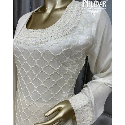White Chinon Palazzo Suit