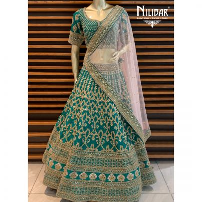 Jade Green Silk Lehenga