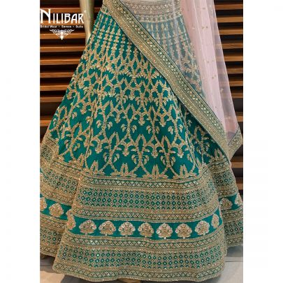 Jade Green Silk Lehenga