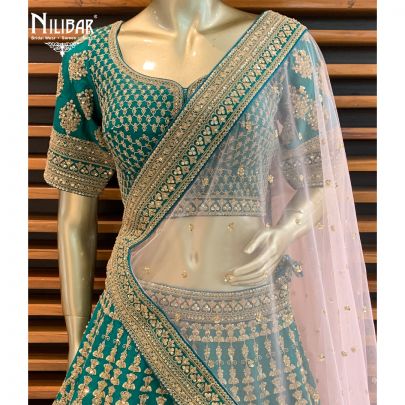 Jade Green Silk Lehenga