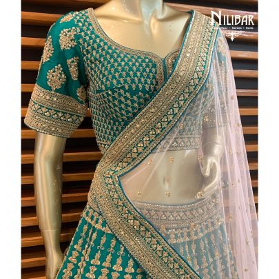 Jade Green Silk Lehenga