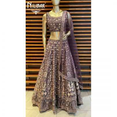 Plum Silk Lehenga Set