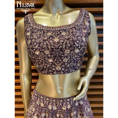 Plum Silk Lehenga Set