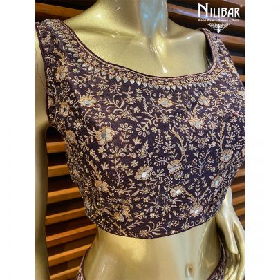 Plum Silk Lehenga Set