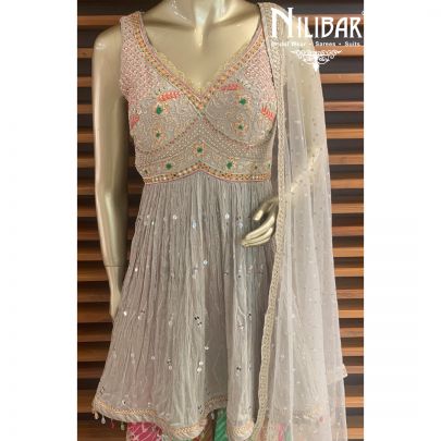 Pastel Grey Sharara Suit