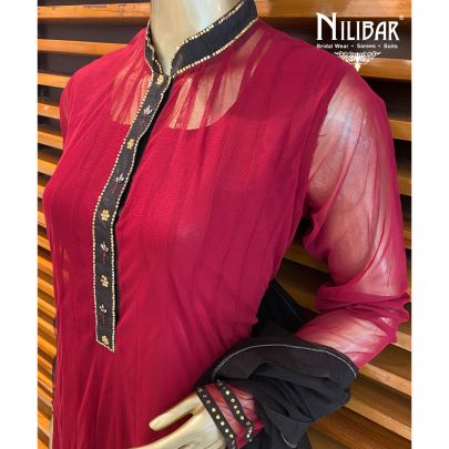 Maroon Net Anarkali Suit