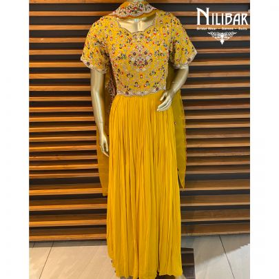 Butter Yellow Georgette Anarkali