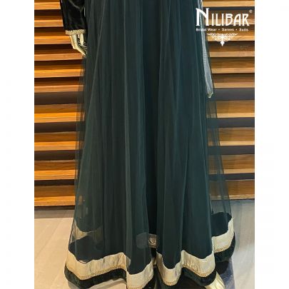 Bottle Green Net Anarkali Suit