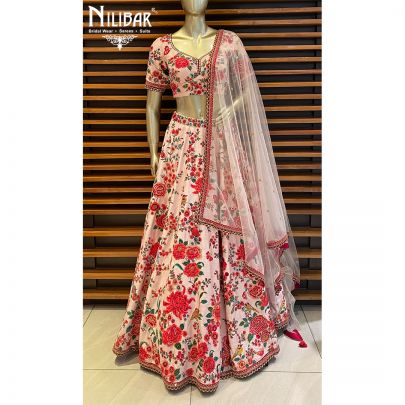 Pastel Pink Silk Bridal Lehenga