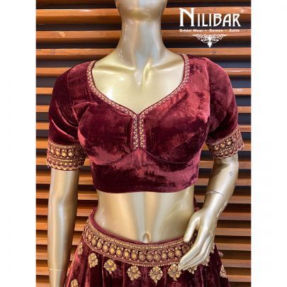 Mahogany Velvet Bridal Lehenga