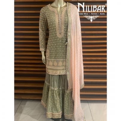 Pastel Green Georgette sharara Suit