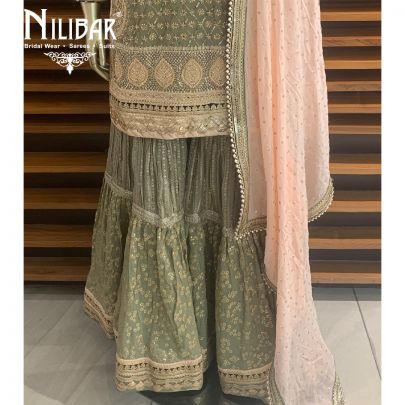 Pastel Green Georgette sharara Suit