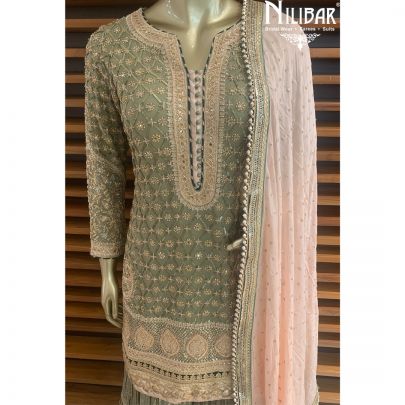 Pastel Green Georgette sharara Suit