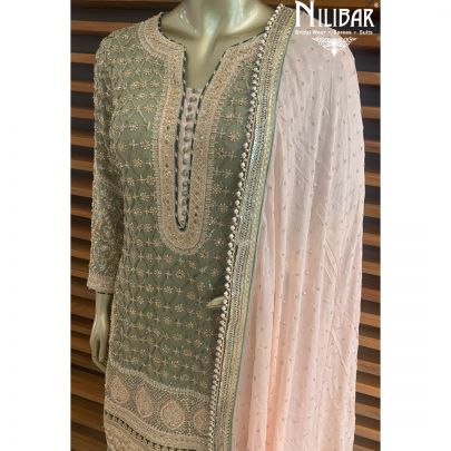 Pastel Green Georgette sharara Suit