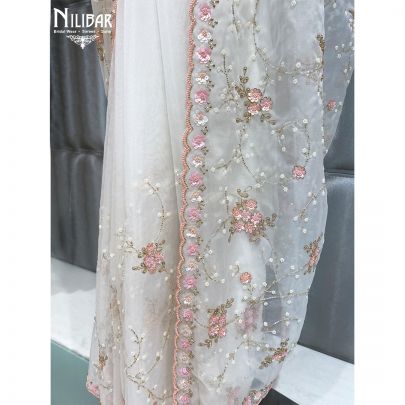 Pearl White Organza Saree