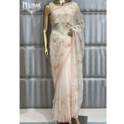 Pearl White Organza Saree