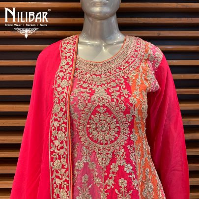 Hot Pink Crepe Long Peplum Suit