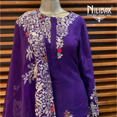 Purple Silk Palazzo Suit