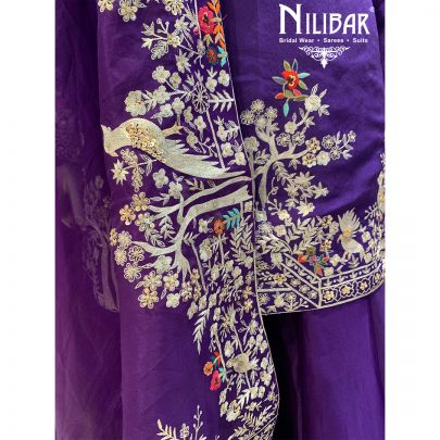 Purple Silk Palazzo Suit