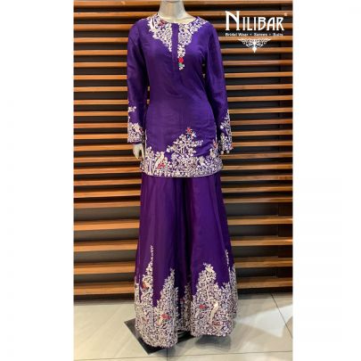 Purple Silk Palazzo Suit