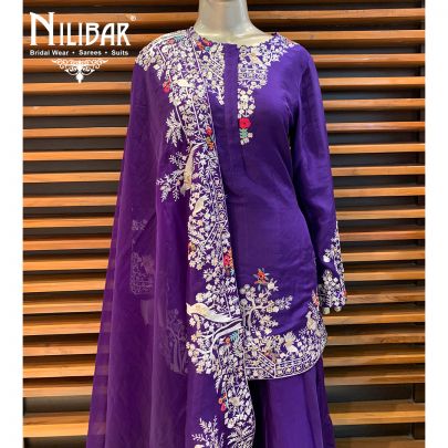 Purple Silk Palazzo Suit