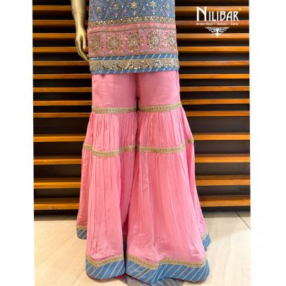 Blue and Pink Georgette Garara Suit Set