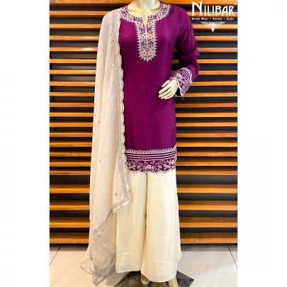Boysenberry Wine Silk Palazzo Suit