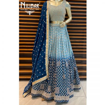Peacock Ombre Georgette Lehenga