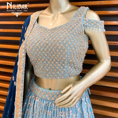 Peacock Ombre Georgette Lehenga