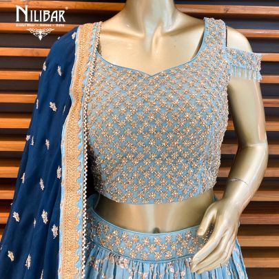 Peacock Ombre Georgette Lehenga