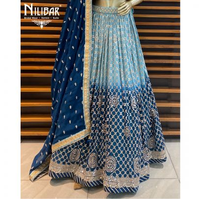 Peacock Ombre Georgette Lehenga