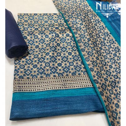 Blue Organic Silk Unstitched Suit