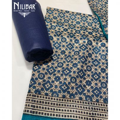 Blue Organic Silk Unstitched Suit