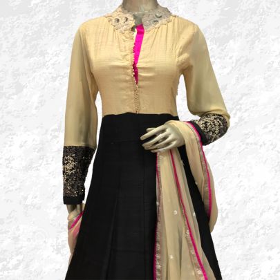 Black and Golden Anarkali Suit