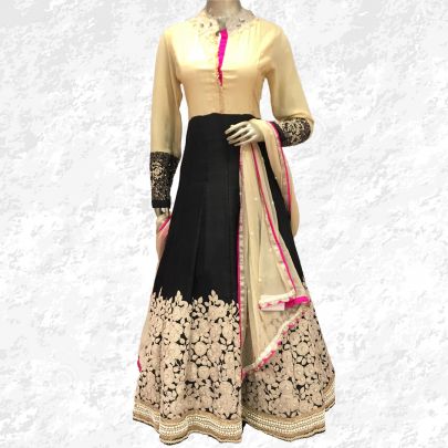 Black and Golden Anarkali Suit