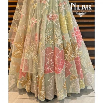 Pastel Pista Net Lehenga
