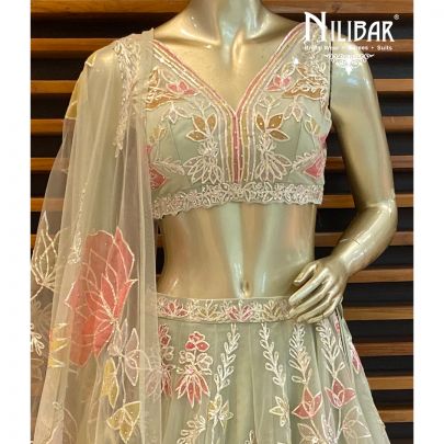 Pastel Pista Net Lehenga