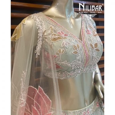 Pastel Pista Net Lehenga