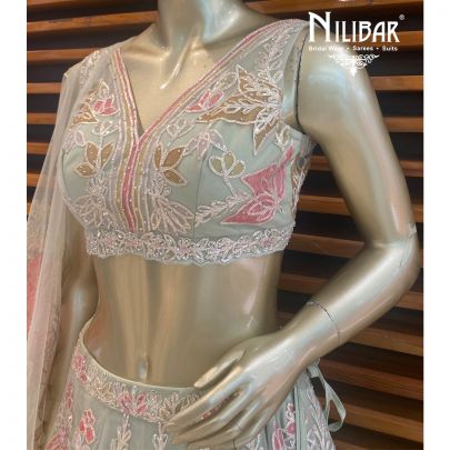 Pastel Pista Net Lehenga