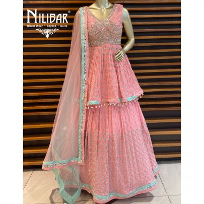 Watermelon Pink Georgette Lehenga