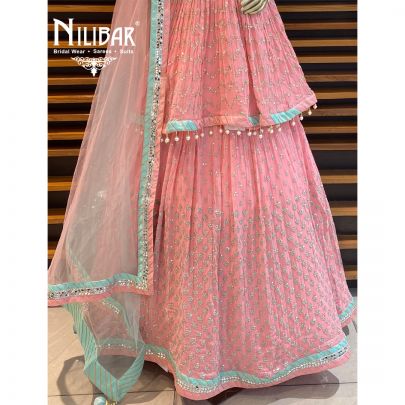 Watermelon Pink Georgette Lehenga