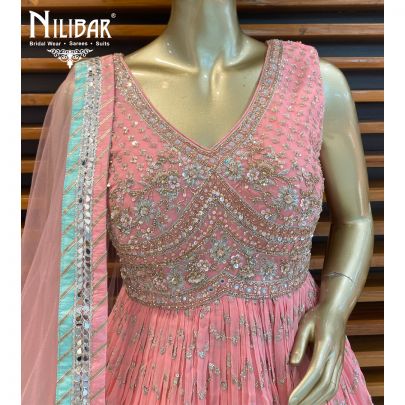 Watermelon Pink Georgette Lehenga
