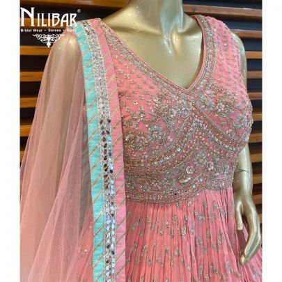 Watermelon Pink Georgette Lehenga