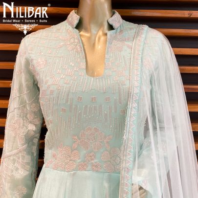 Celeste Turquoise Georgette Anarkali Suit