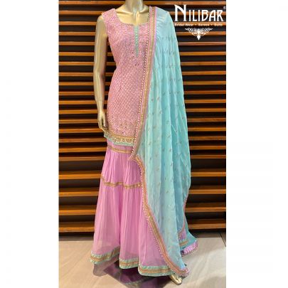 Pink Lavender Georgette Garara Suit