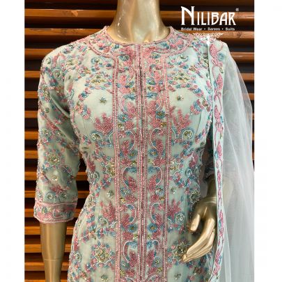 Aquamarine  Turquoise Georgette Palazzo Suit