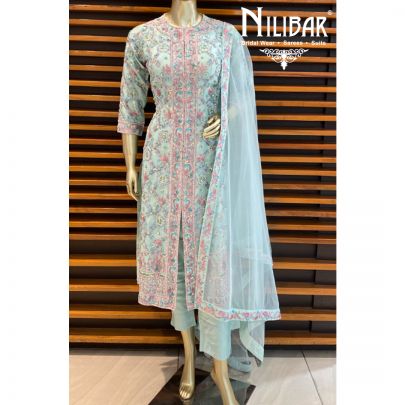 Aquamarine  Turquoise Georgette Palazzo Suit