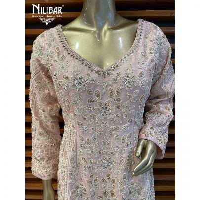 Powder Pink Silk Palazzo Suit